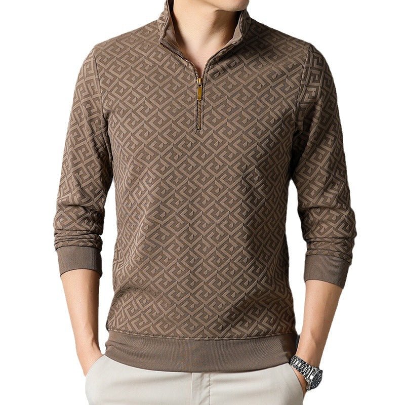 Long Sleeve T-shirt Zipper And Lapel Casual Stand Collar Bottoming Shirt Men's Clothing | Luxury Home Accessories | Heulog Glow