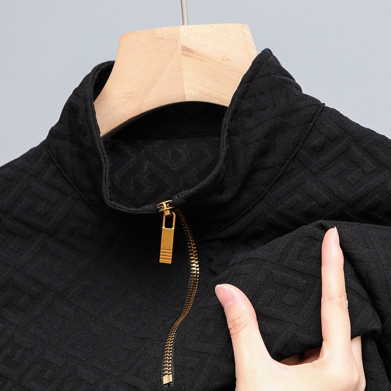 Long Sleeve T-shirt Zipper And Lapel Casual Stand Collar Bottoming Shirt Men's Clothing | Luxury Home Accessories | Heulog Glow