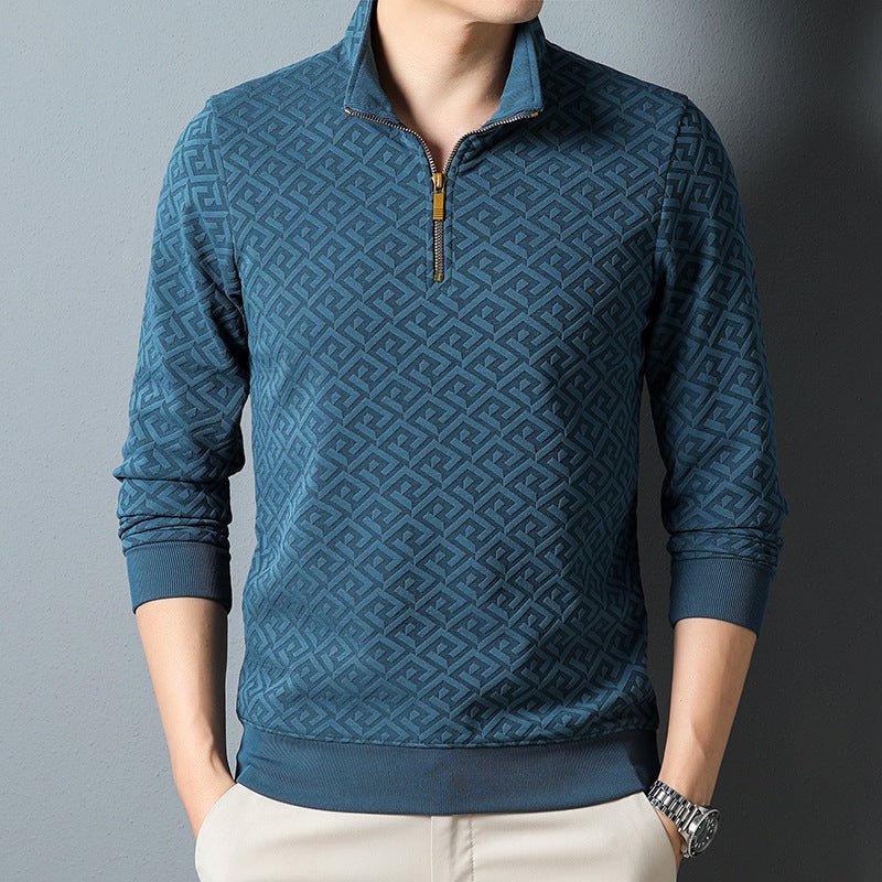 Long Sleeve T-shirt Zipper And Lapel Casual Stand Collar Bottoming Shirt Men's Clothing | Luxury Home Accessories | Heulog Glow
