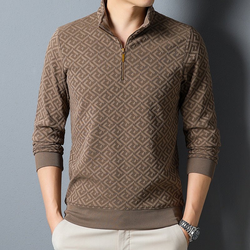 Long Sleeve T-shirt Zipper And Lapel Casual Stand Collar Bottoming Shirt Men's Clothing | Luxury Home Accessories | Heulog Glow
