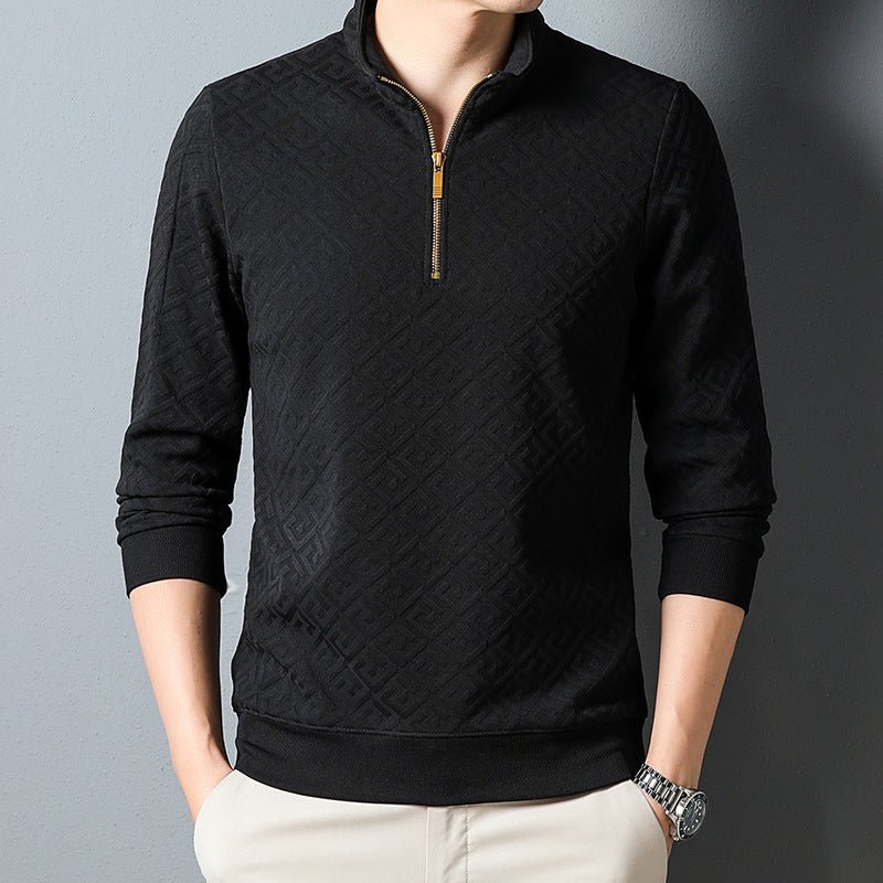 Long Sleeve T-shirt Zipper And Lapel Casual Stand Collar Bottoming Shirt Men's Clothing | Luxury Home Accessories | Heulog Glow