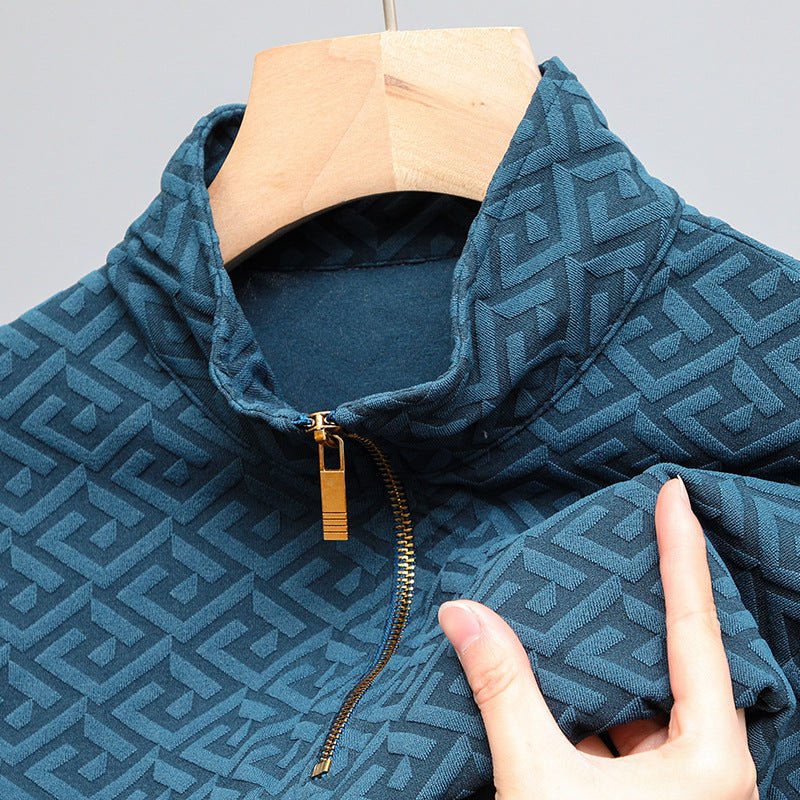 Long Sleeve T-shirt Zipper And Lapel Casual Stand Collar Bottoming Shirt Men's Clothing | Luxury Home Accessories | Heulog Glow
