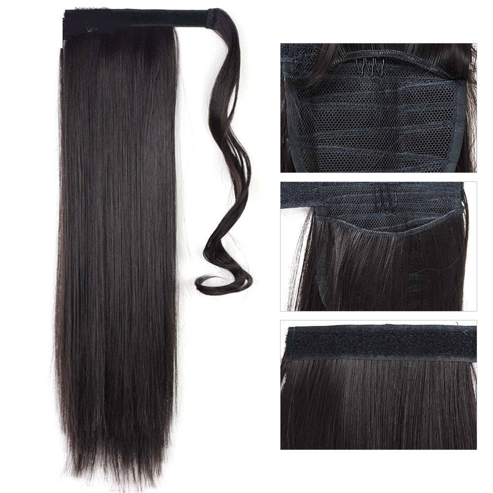 Long Straight Wrap Around Clip In Ponytail Hair Extension Heat Resistant Synthetic Tail Fake Hair | Luxury Home Accessories | Heulog Glow