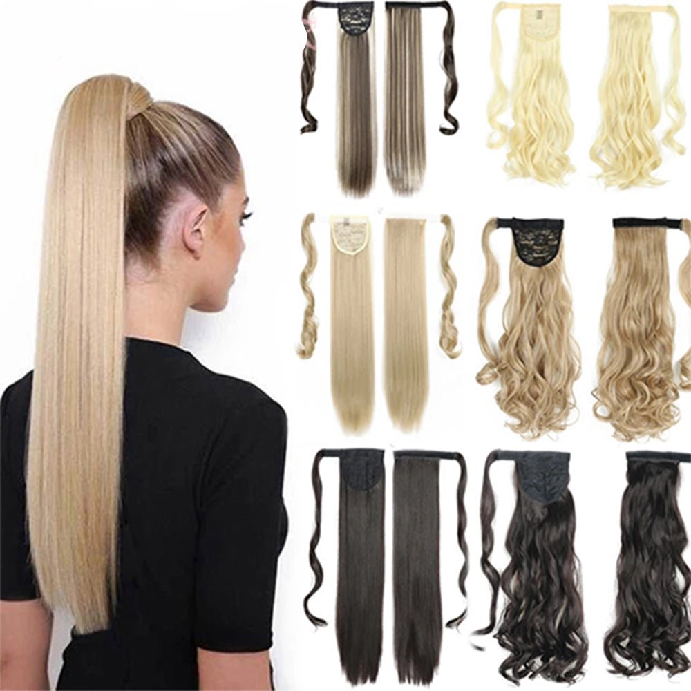 Long Straight Wrap Around Clip In Ponytail Hair Extension Heat Resistant Synthetic Tail Fake Hair | Luxury Home Accessories | Heulog Glow