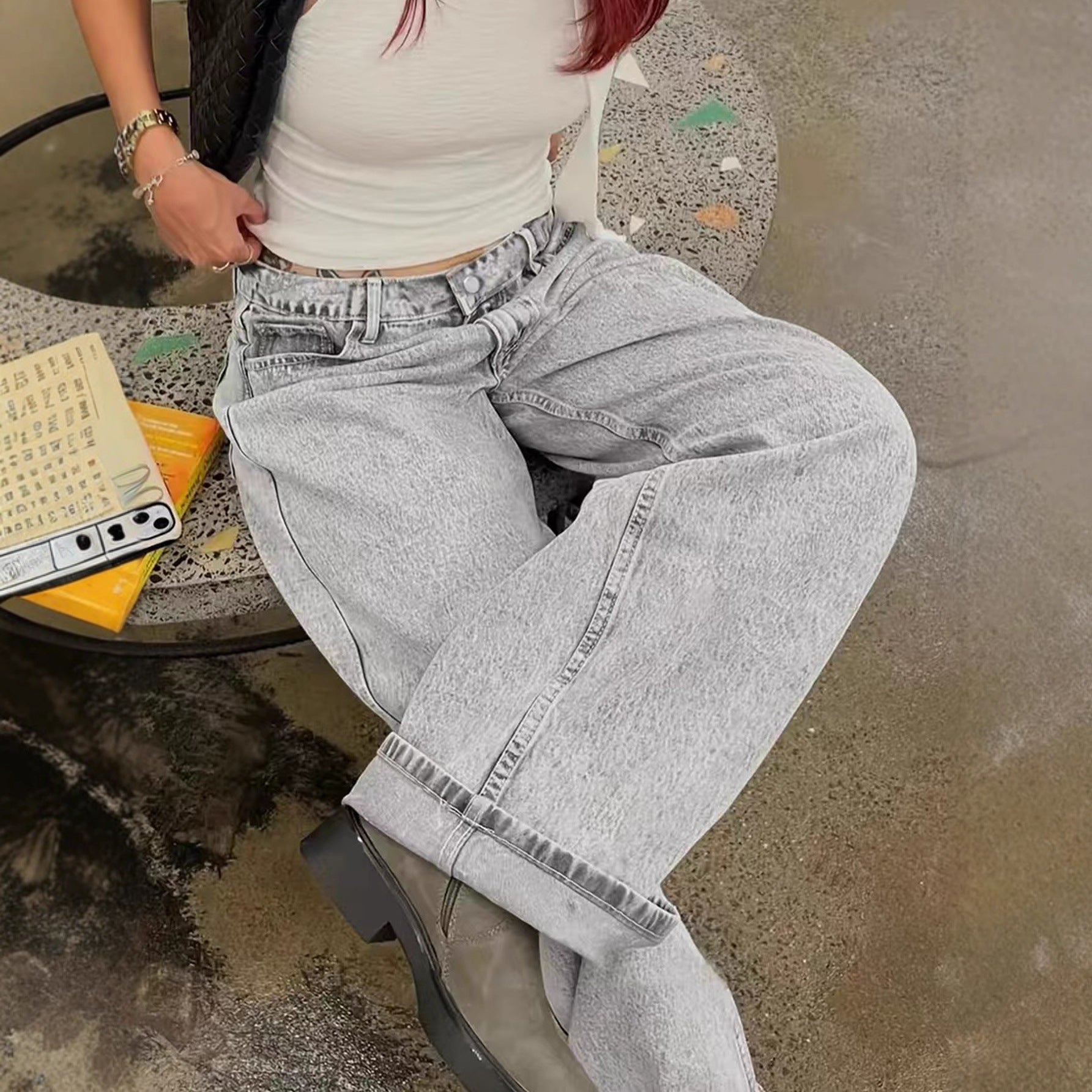 Loose Casual Straight-leg Jeans With Side Pockets For Women | Luxury Home Accessories | Heulog Glow