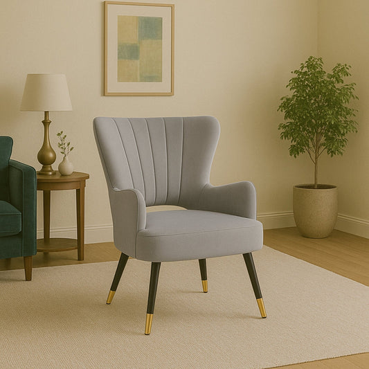 Loretta Grey Velvet Cut Out Back Chair | Luxury Home Accessories | Heulog Glow