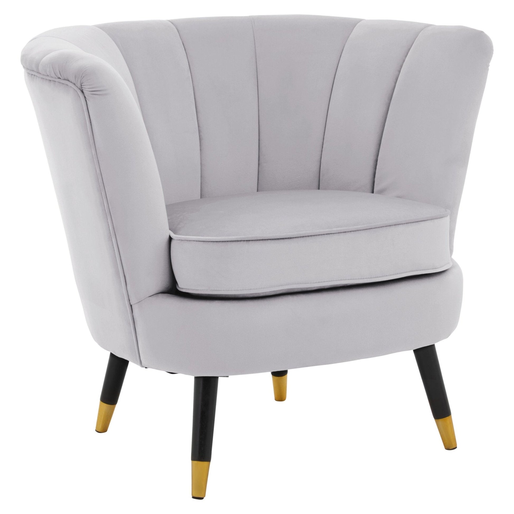 Loretta Grey Velvet Shell Accent Chair | Luxury Home Accessories | Heulog Glow