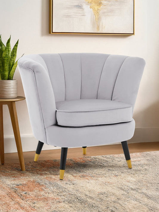 Loretta Grey Velvet Shell Accent Chair | Luxury Home Accessories | Heulog Glow