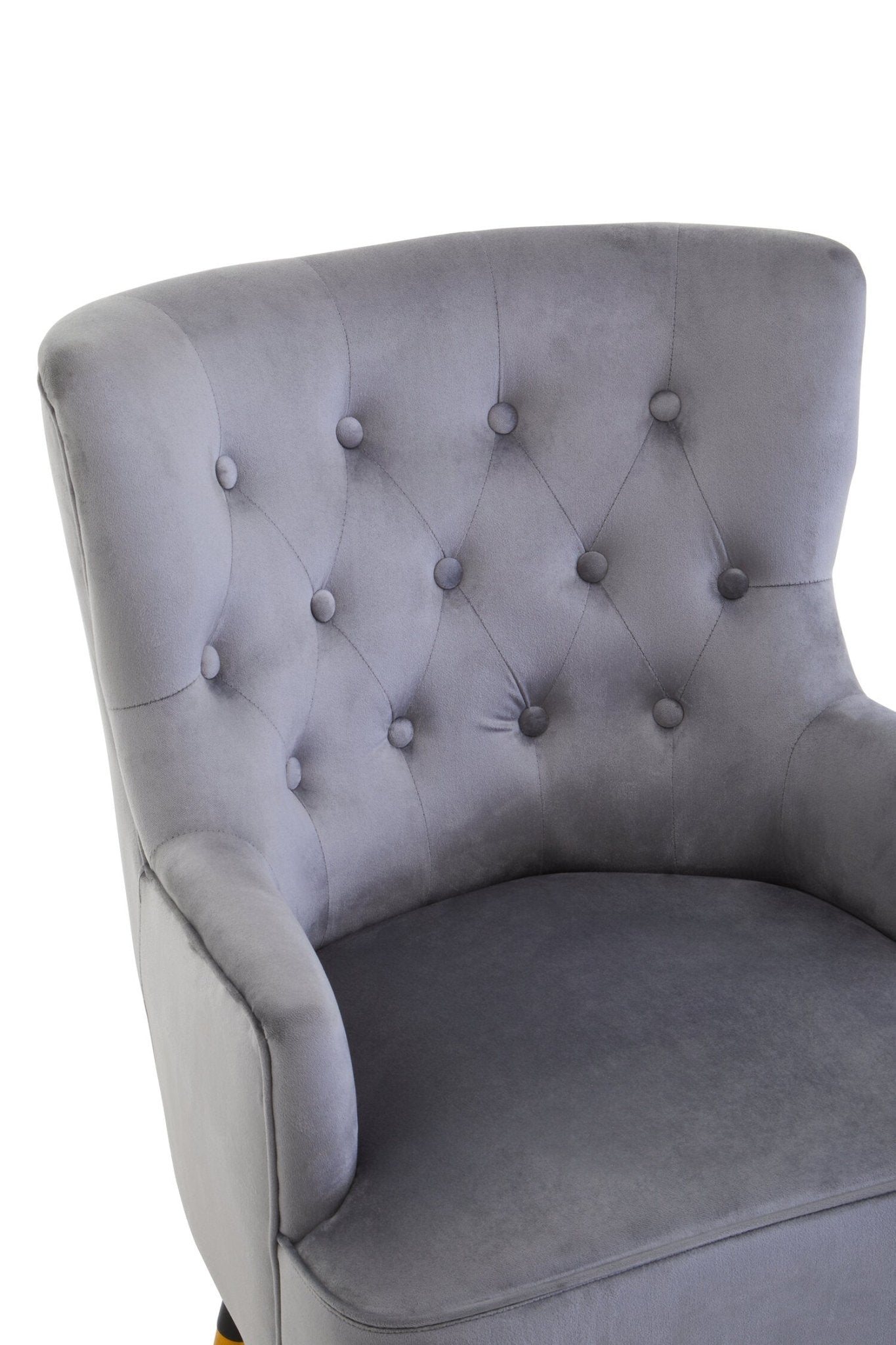 Loretta Grey Velvet Tufted Chair | Luxury Home Accessories | Heulog Glow