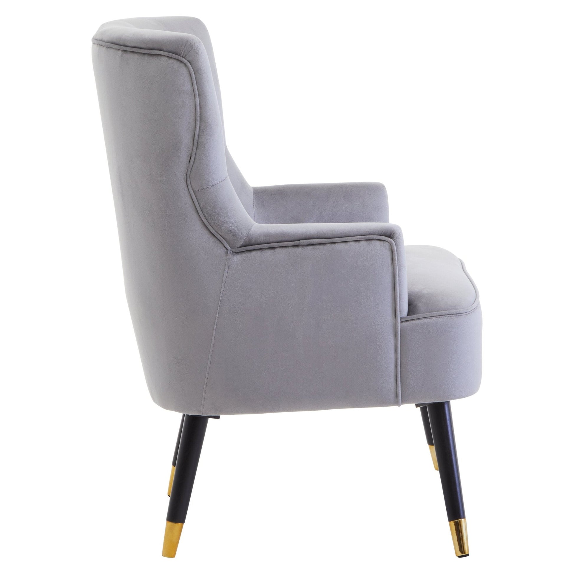 Loretta Grey Velvet Tufted Chair | Luxury Home Accessories | Heulog Glow