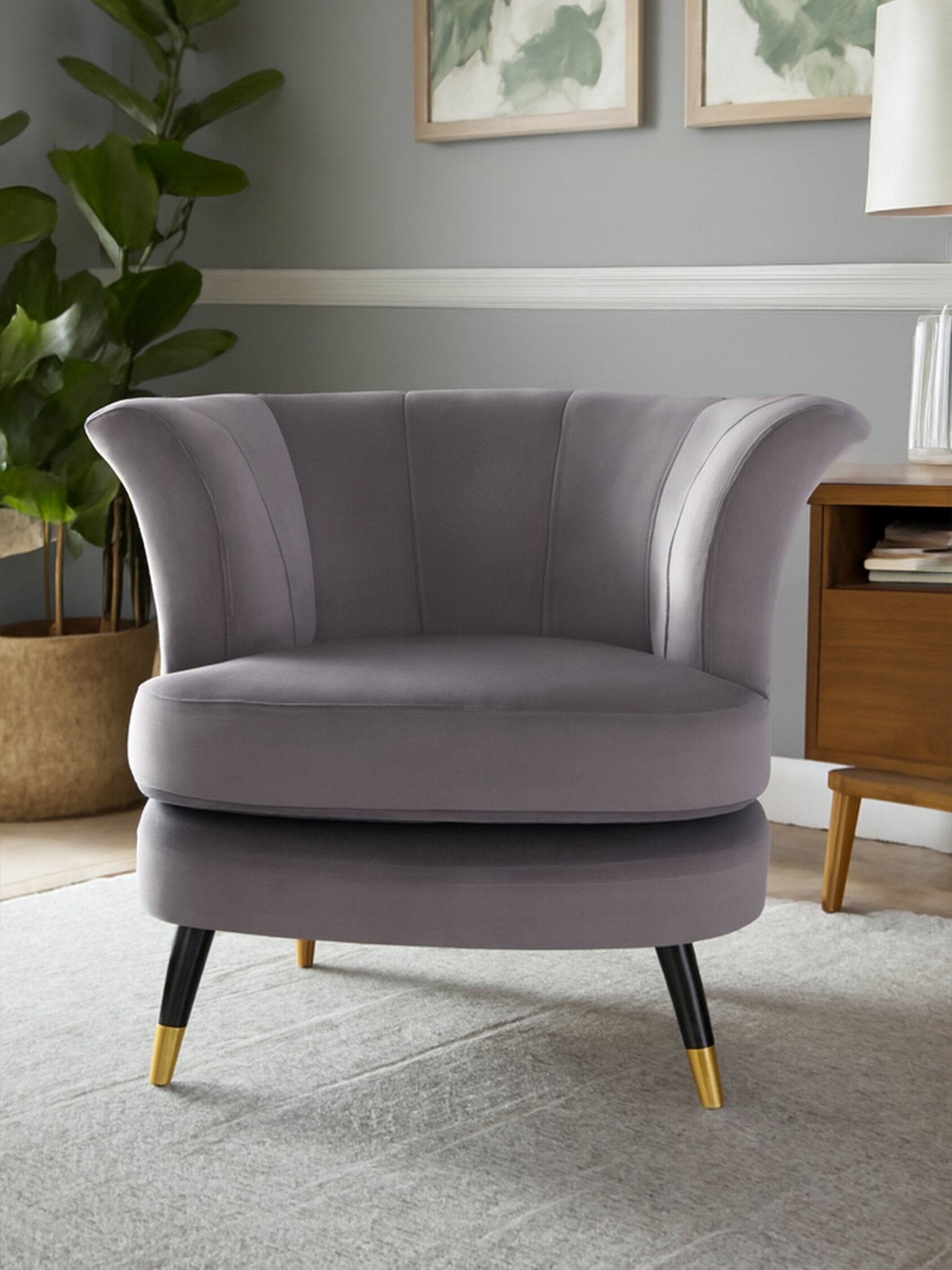 Loretta Mink Velvet Curved Accent Chair | Luxury Home Accessories | Heulog Glow