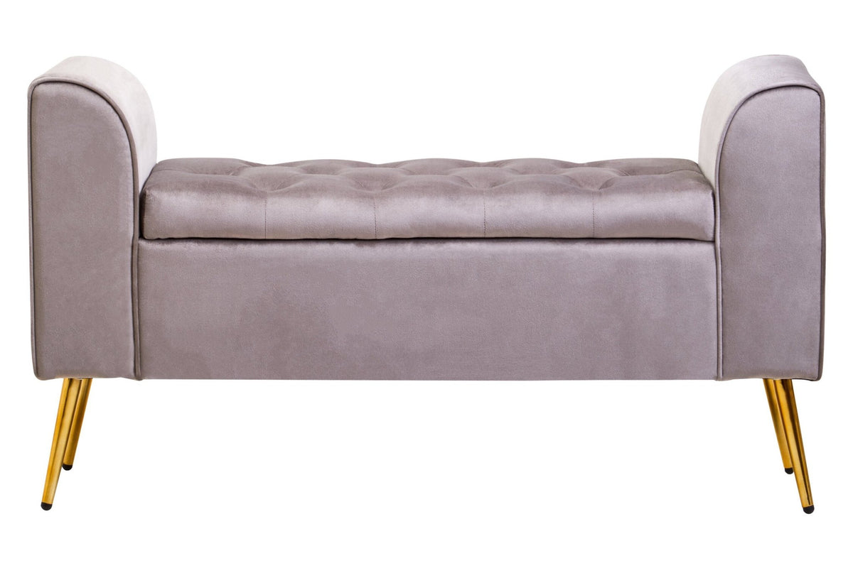 Loretta Mink Velvet Ottoman Storage Bench | Luxury Home Accessories | Heulog Glow