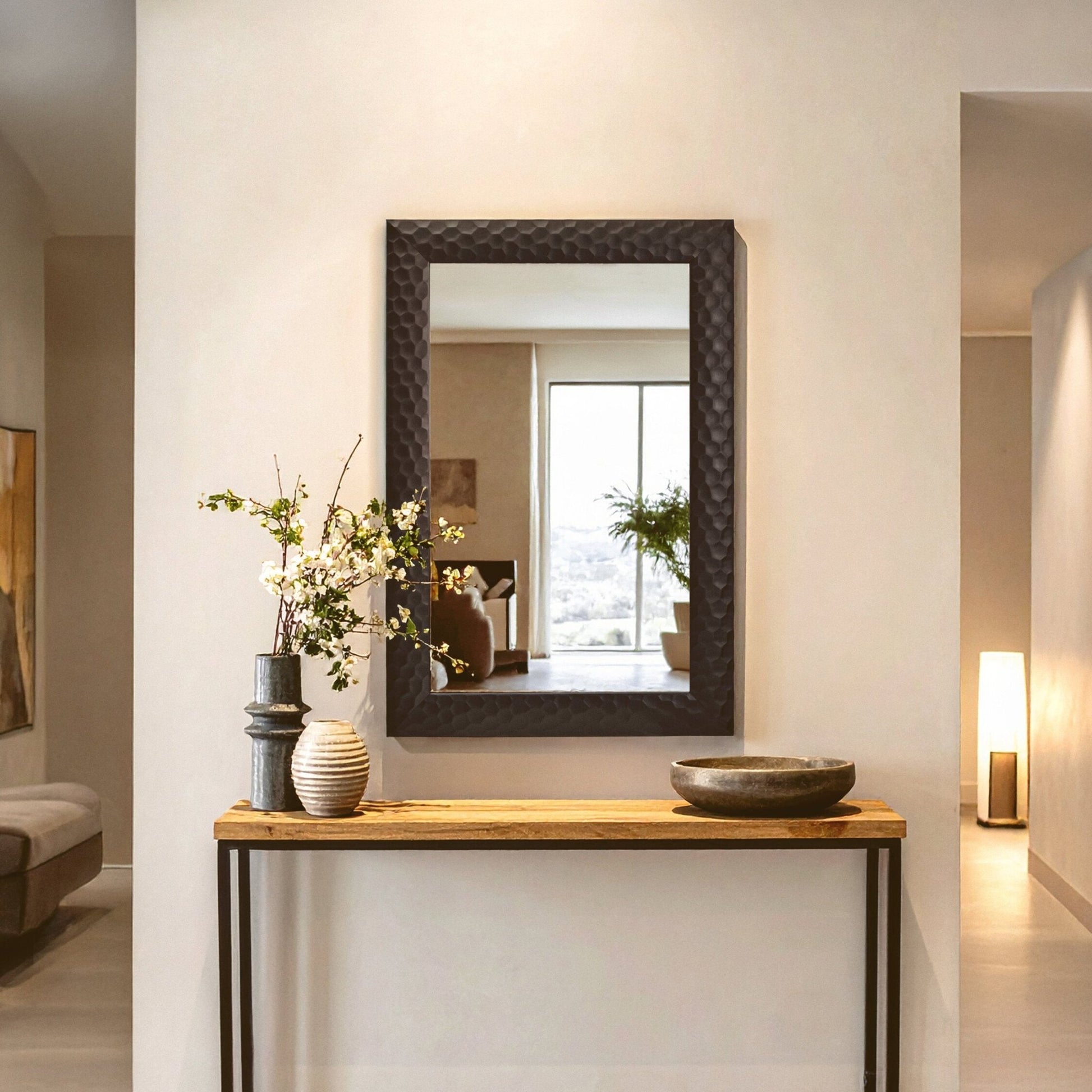 Ludlow Wall Mirror With Black Frame | Luxury Home Accessories | Heulog Glow