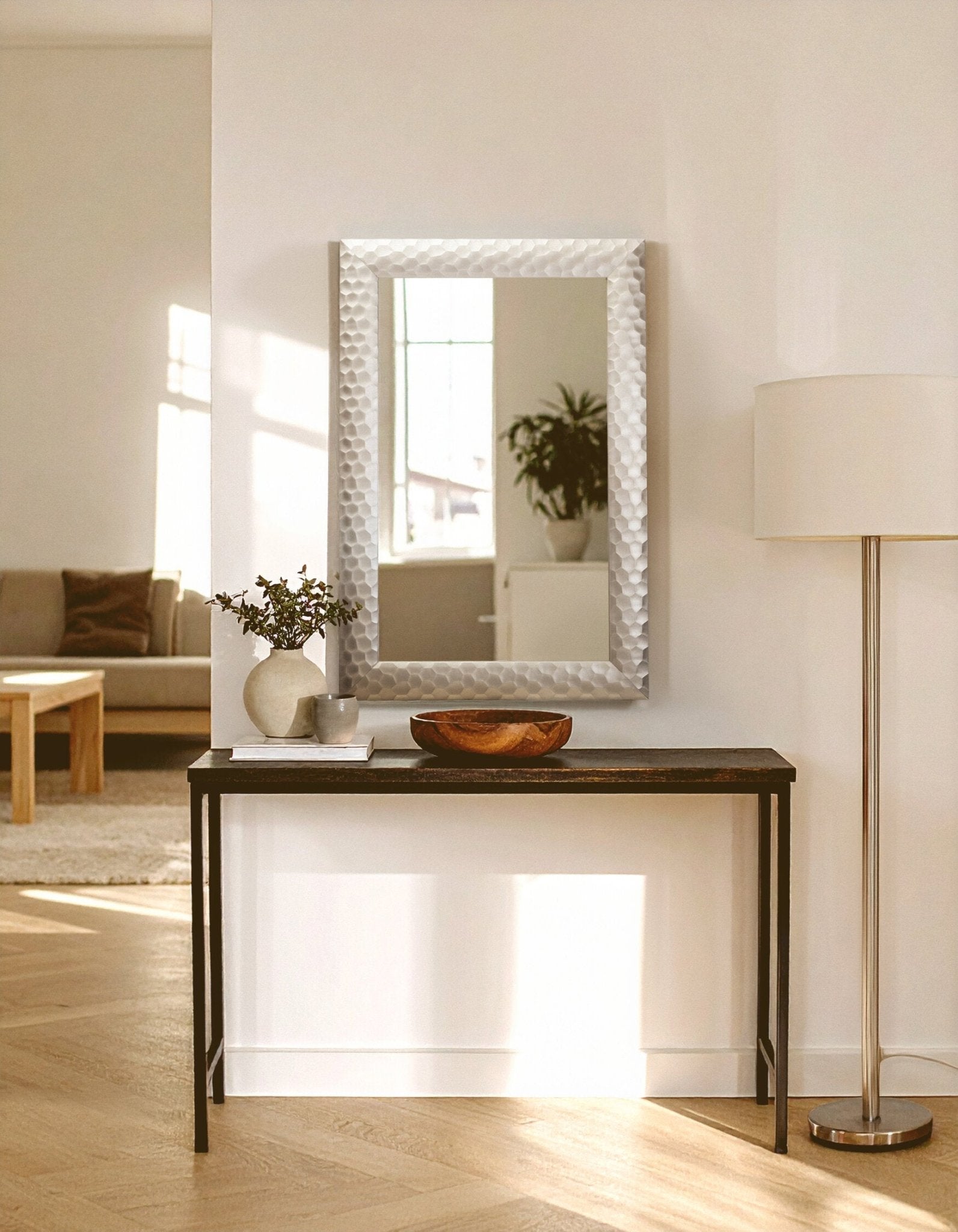 Ludlow Wall Mirror With Silver Frame | Luxury Home Accessories | Heulog Glow