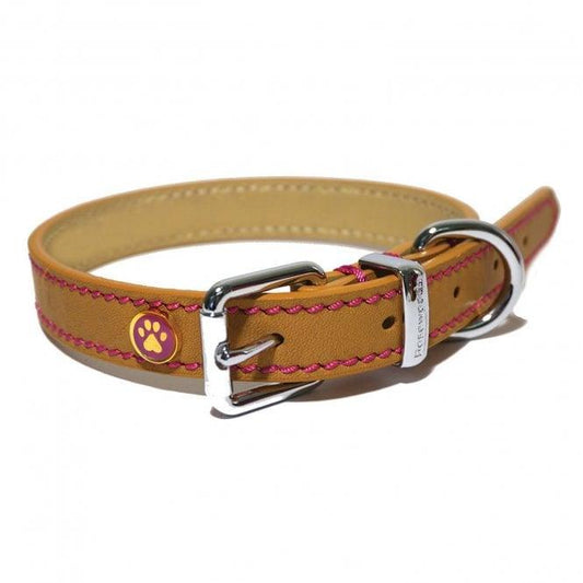 Lux Leather Tan Collar 10-14" x 1/2" | Luxury Home Accessories | Heulog Glow