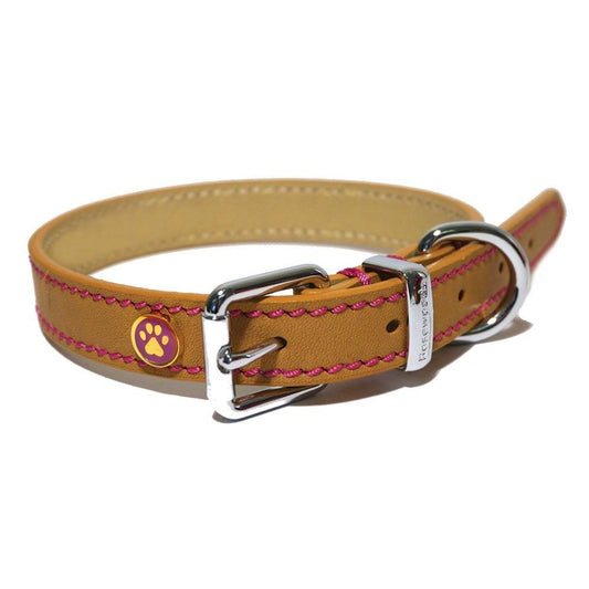 Lux Leather Tan Collar 18-22" x 1.5" | Luxury Home Accessories | Heulog Glow