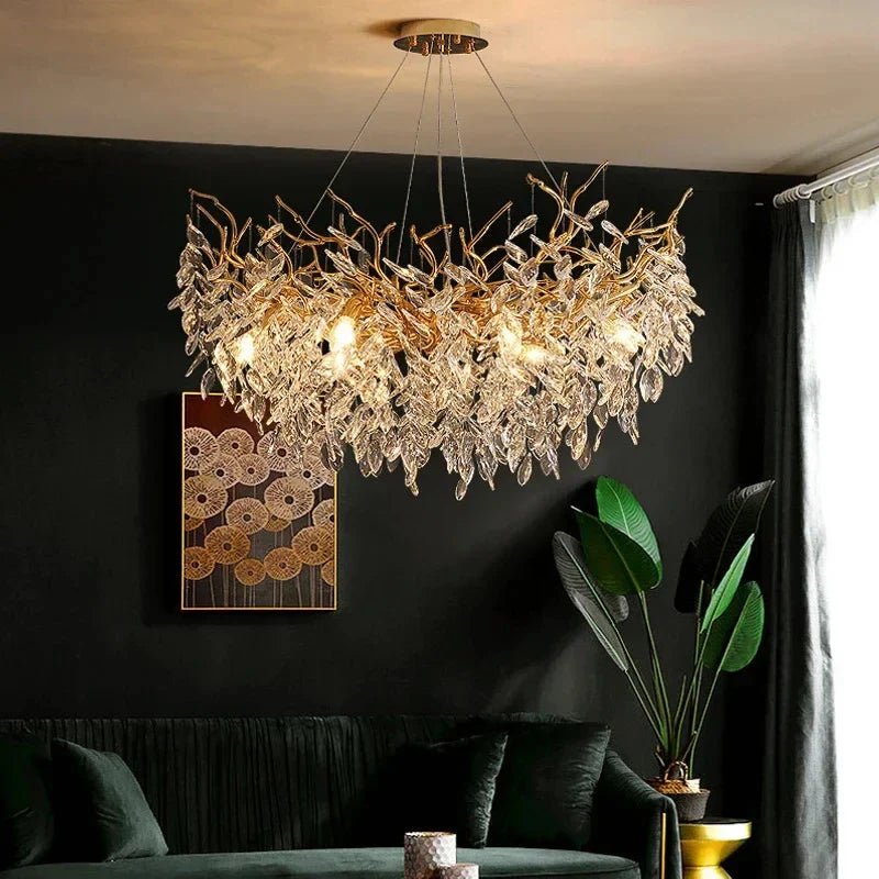 Luxury Gold Crystal LED Ceiling Pendant Lamps Indoor Villa Lights Fixture | Luxury Home Accessories | Heulog Glow