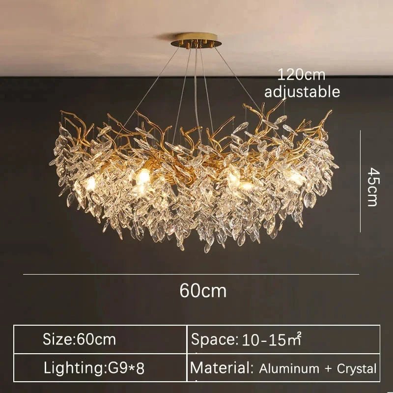 Luxury Gold Crystal LED Ceiling Pendant Lamps Indoor Villa Lights Fixture | Luxury Home Accessories | Heulog Glow