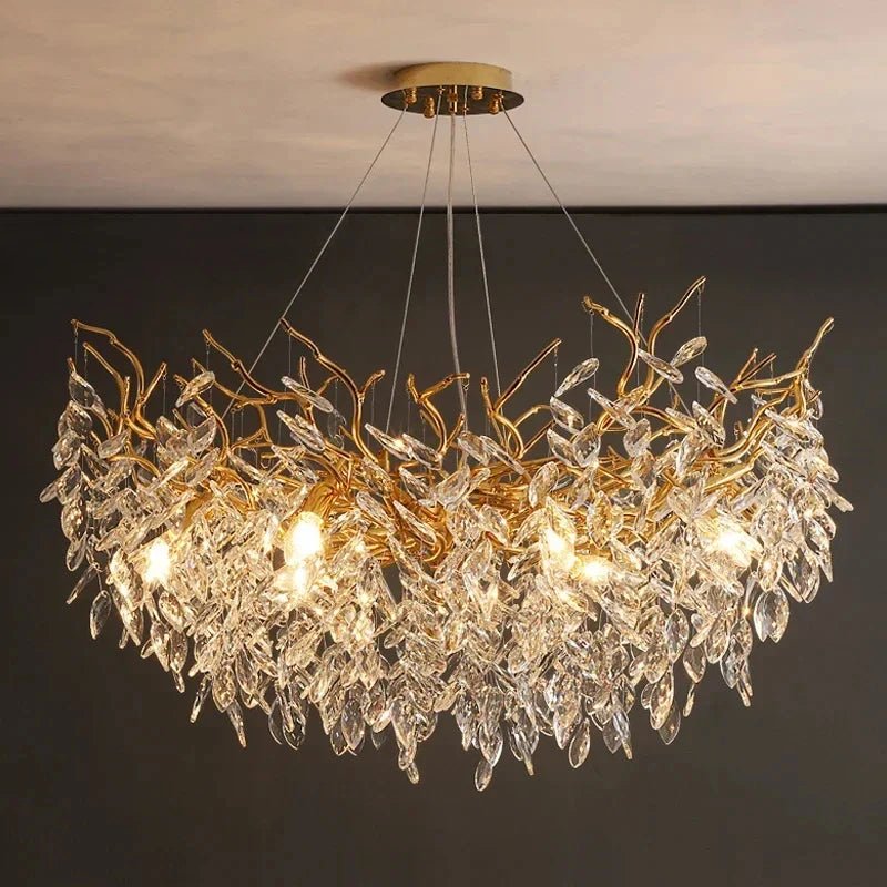 Luxury Gold Crystal LED Ceiling Pendant Lamps Indoor Villa Lights Fixture | Luxury Home Accessories | Heulog Glow