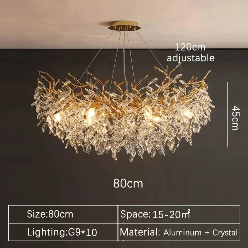 Luxury Gold Crystal LED Ceiling Pendant Lamps Indoor Villa Lights Fixture | Luxury Home Accessories | Heulog Glow
