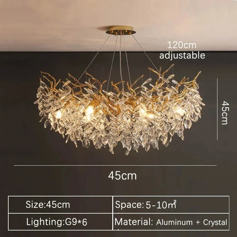 Luxury Gold Crystal LED Ceiling Pendant Lamps Indoor Villa Lights Fixture | Luxury Home Accessories | Heulog Glow
