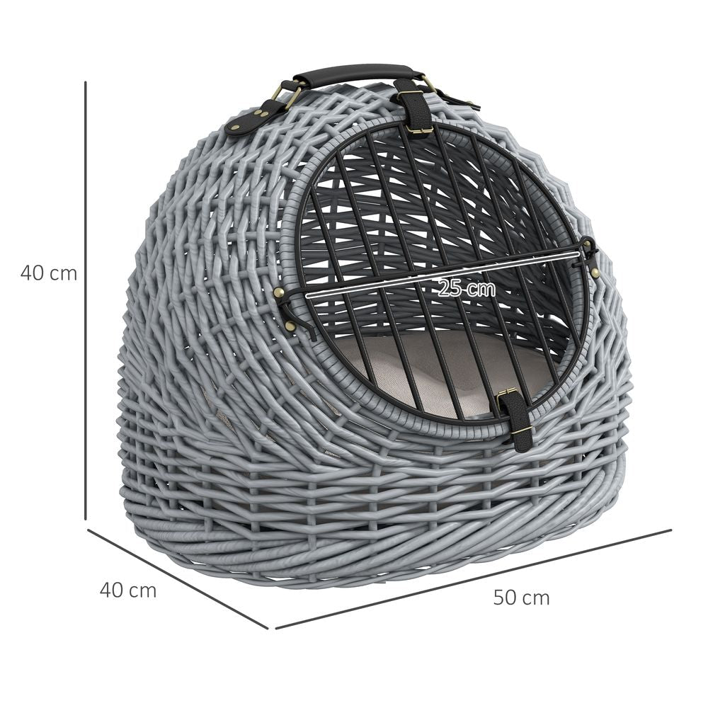 Luxury Wicker Cat Basket - Portable & Comfortable Cat Bed - Grey | Luxury Home Accessories | Heulog Glow