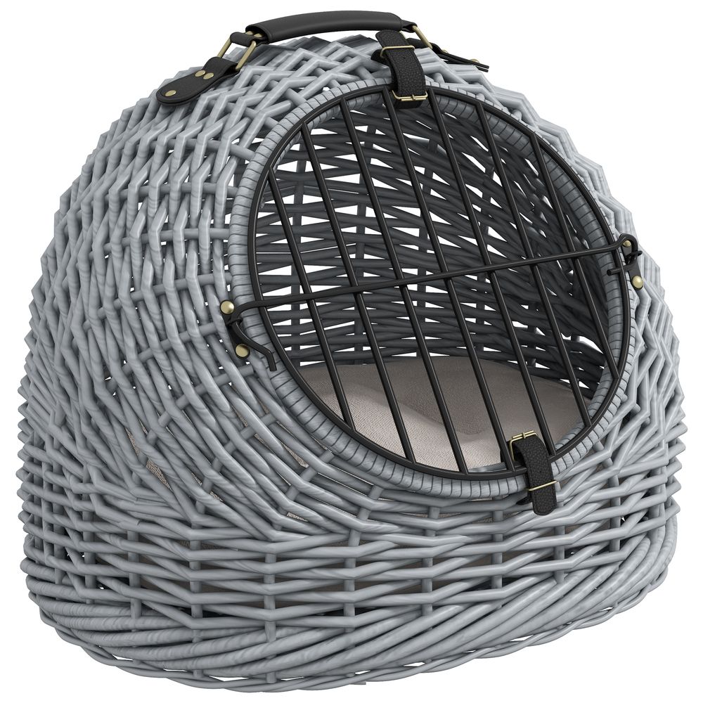 Luxury Wicker Cat Basket - Portable & Comfortable Cat Bed - Grey | Luxury Home Accessories | Heulog Glow