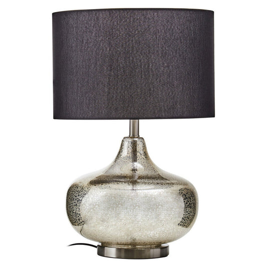 Luz Silver Glass with Black Shade Table Lamp | Luxury Home Accessories | Heulog Glow