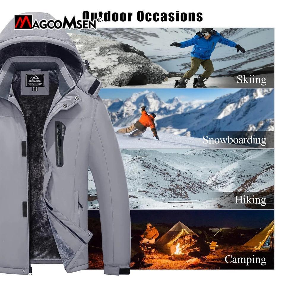 MAGCOMSEN Men's Fleece Thicken Jackets Waterproof Shell Hooded Coats Multi-pockets Winter Hiking Skiing Travel Jacket | Luxury Home Accessories | Heulog Glow