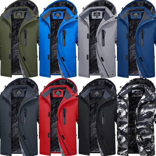 MAGCOMSEN Men's Fleece Thicken Jackets Waterproof Shell Hooded Coats Multi-pockets Winter Hiking Skiing Travel Jacket | Luxury Home Accessories | Heulog Glow