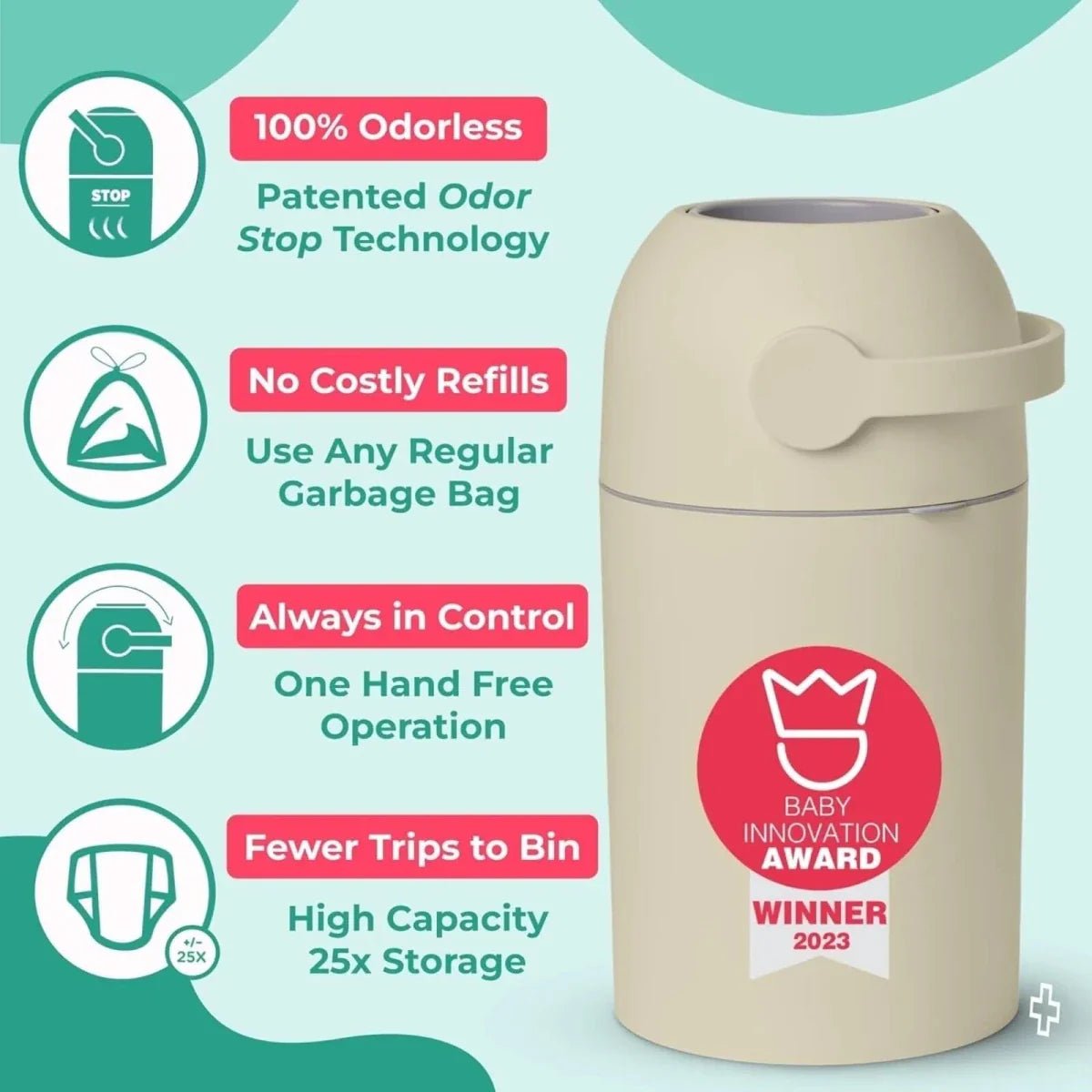 Magic Majestic Nappy Bin - Beige | Luxury Home Accessories | Heulog Glow