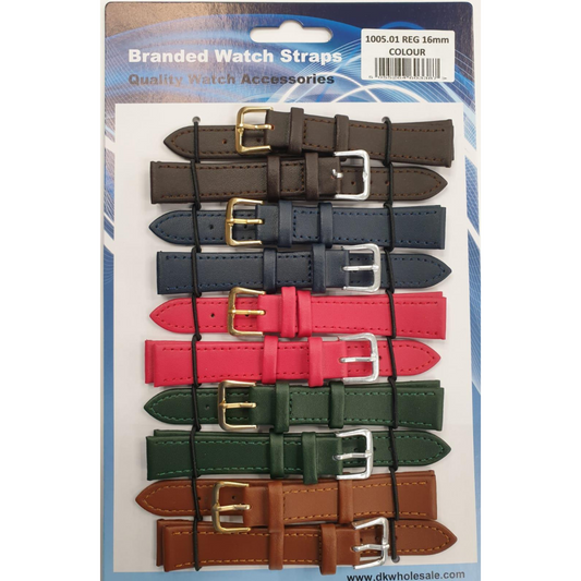 Leather Coloured Watch Straps Pk10  size 18mm 1005.01