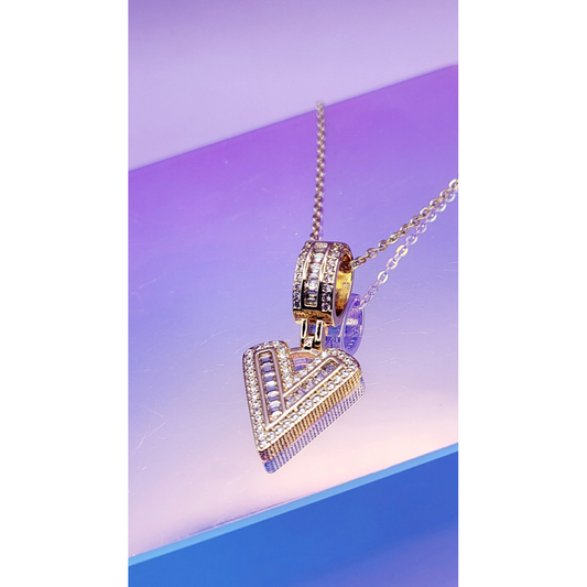 Crystal Initial Necklace Letter V
