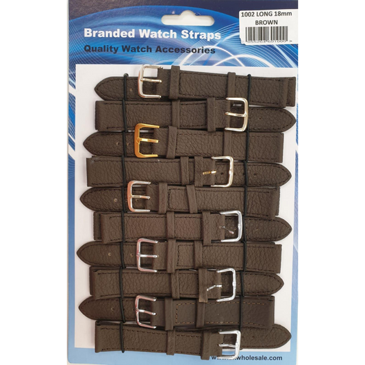 Brown Leather Extra Long Watch Straps Pk10 size 18mm 1002BR