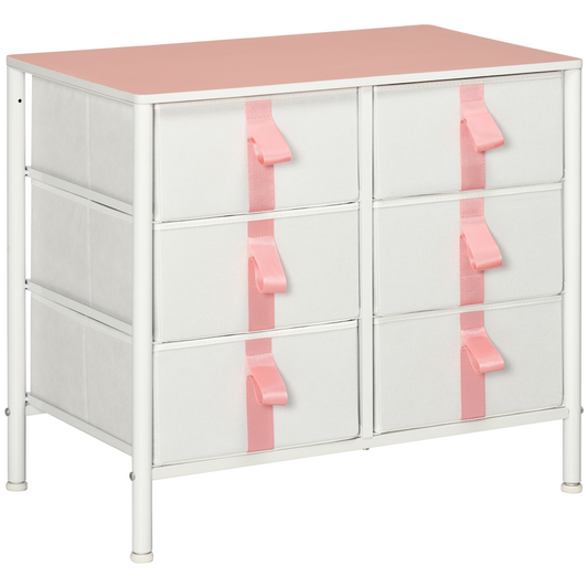 Chest of Drawers Cloth Organizer w/ 6 Fabric Drawer Metal Frame Nursery Room