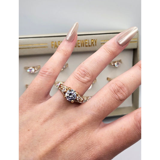 Treasure Crystal Ring Gold Box set of 12