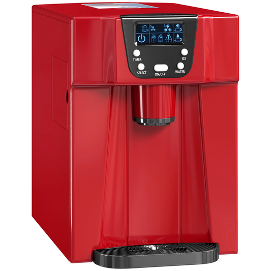 HOMCOM Ice Maker Machine and Water Dispenser 9 Ice Cubes Ready in 6-10 Mins