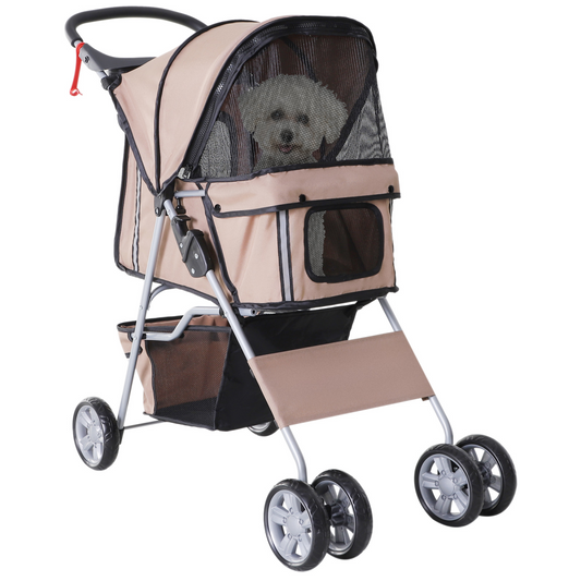 Pet Stroller Carrier Foldable Deluxe Jogger Travel Dog Cat 4 Wheels Pawhut