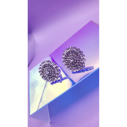Cluster Crystal Non Pierced Clip On Earrings