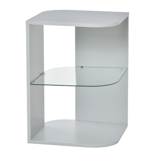 HOMCOM Modern Side Table Three Layer Bedside Table w/ Storage Shelves, Grey