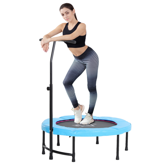 40'' Kids Mini Trampoline, Adult Rebounder Jumper w/ Handle Fitness HOMCOM