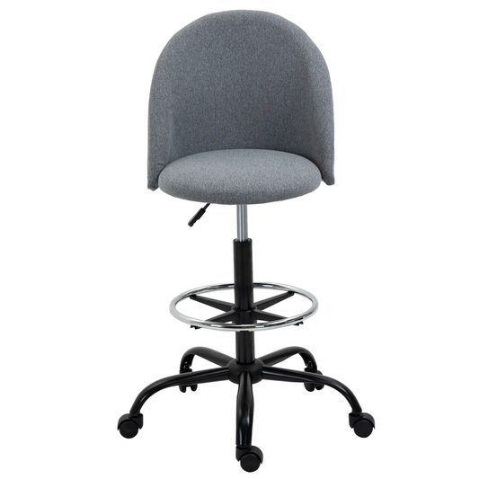 97cm Draughtsman Chair Home Office  5 Wheels Padded Seat Grey Vinsetto