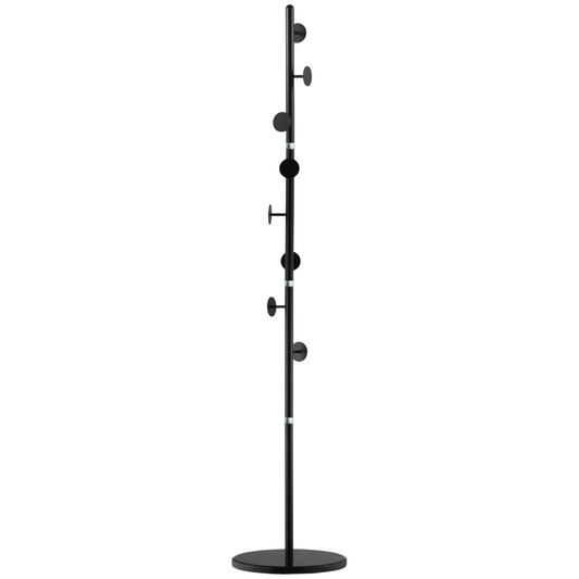 Steel Coat Stand Rack Marble Base 8 Hook for Living Room Entryway,Black
