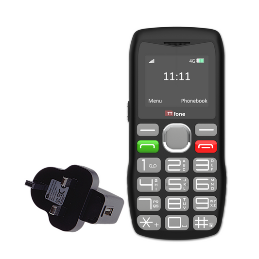 TTfone TT890 4G Senior Phone  Easy to Use Big Button Mobile Phone with Emergency Assistance Button, USB-C Charging, Bluetooth, Camera  Unlocked (with Mains Charger)