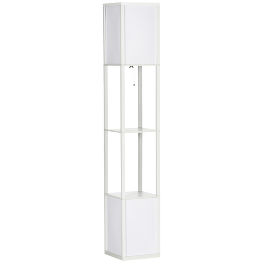 HOMCOM Shelf Floor Lamp with Dual Light, for Living Room, Bedroom, White