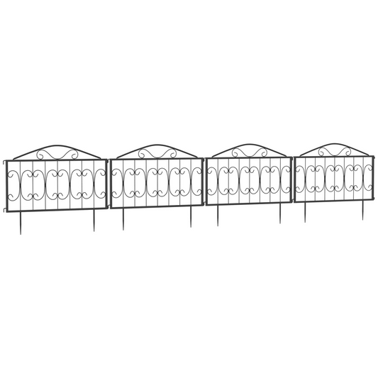 Decorative Garden Fencing 4PCs Metal Border Edging