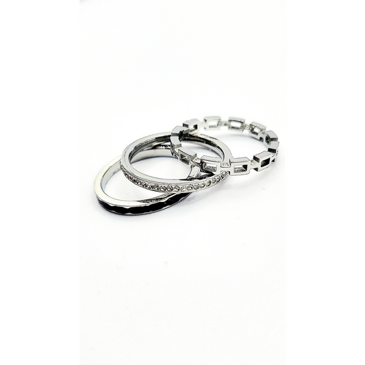 14k Gold Plate Black Crystal Stacking Rings Box set of 24