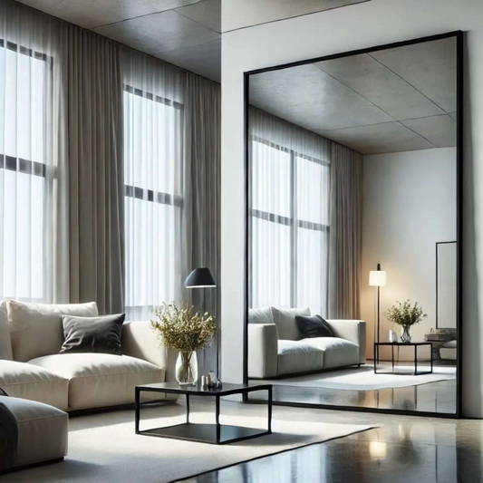 Takara - Full Length Leaner Black Metal Rectangle Mirror - 200cm x 120cm
