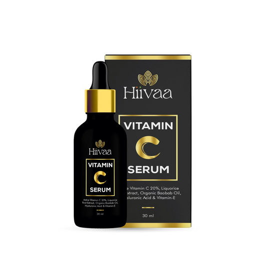 Vitamin C 20% serum with added Liquorice root extract, organic baobab oil, Vitamin E and Hyaluronic acid