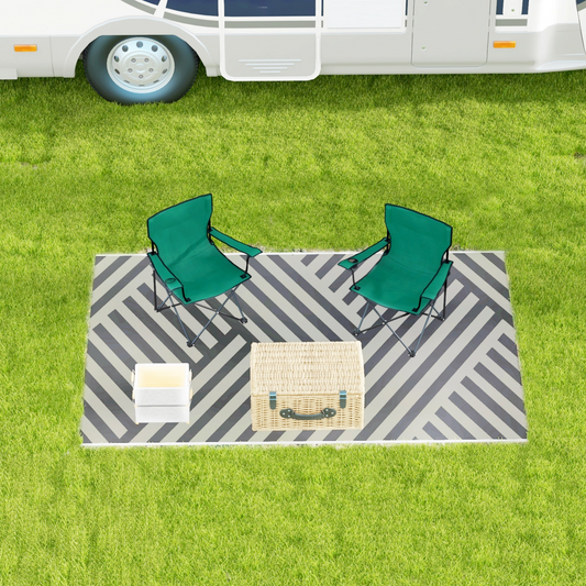 Outsunny Reversible Waterproof Outdoor Rug with Carry Bag, 182 x 274cm, Grey